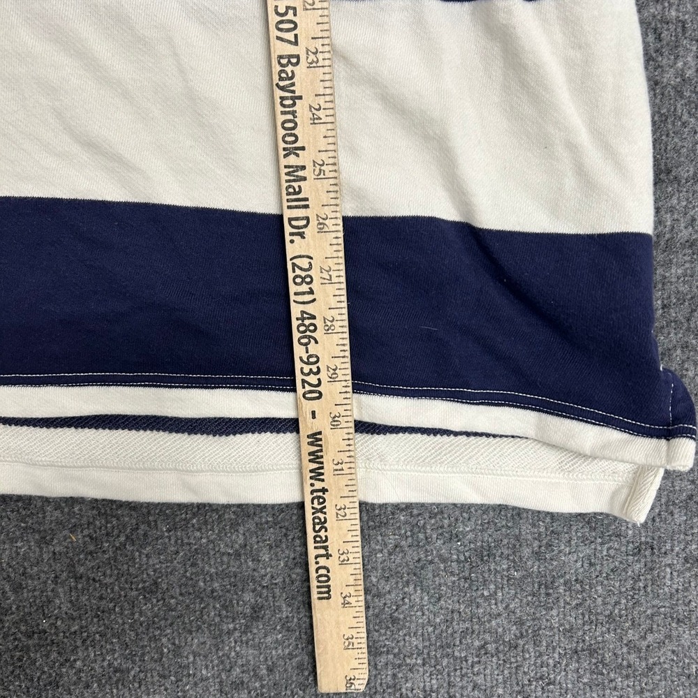 Aerie Rugby Shirt Womens Size XL Navy Blue White Striped Long Sleeve Relaxed Fit - Picture 3 of 8